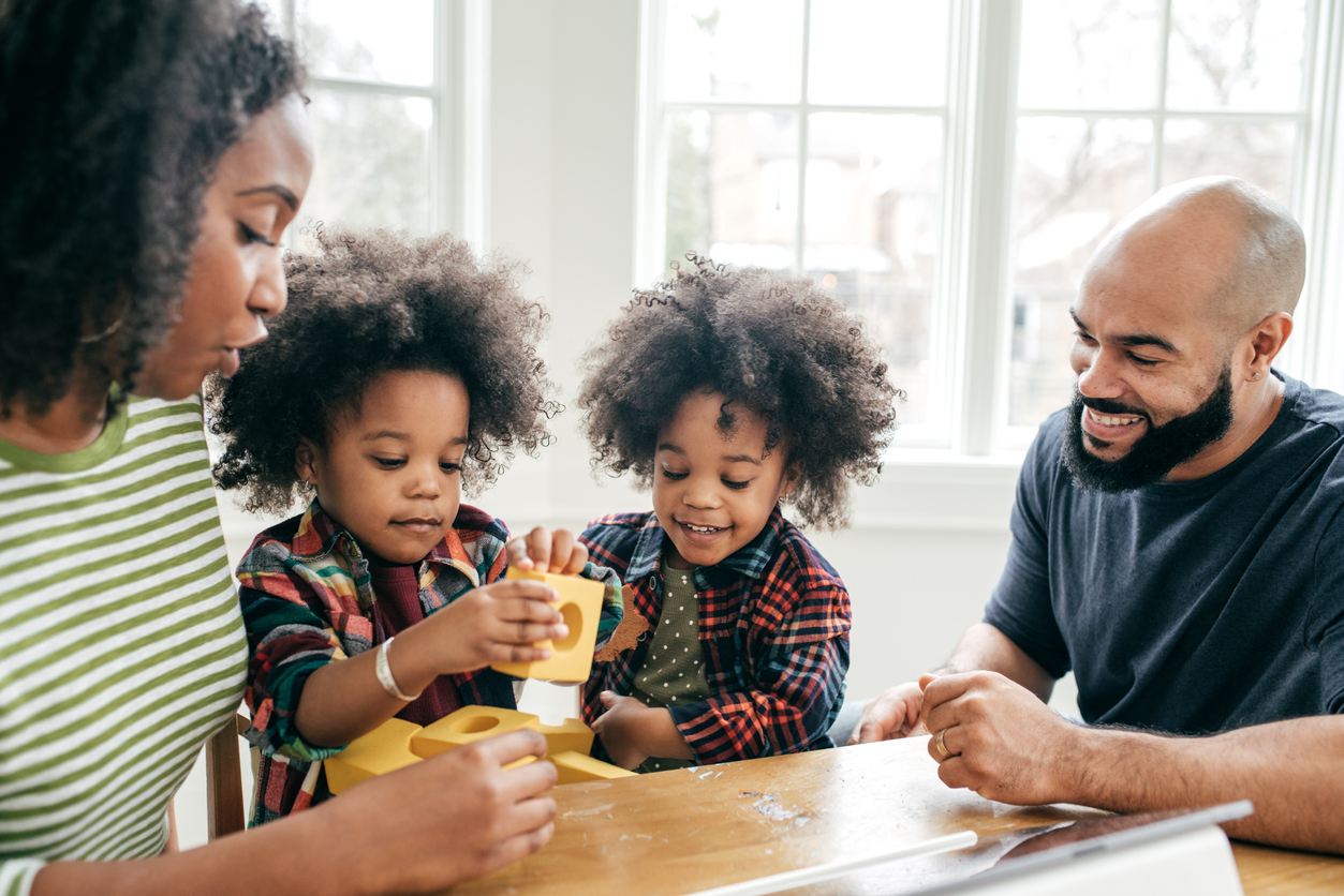 black family with twins