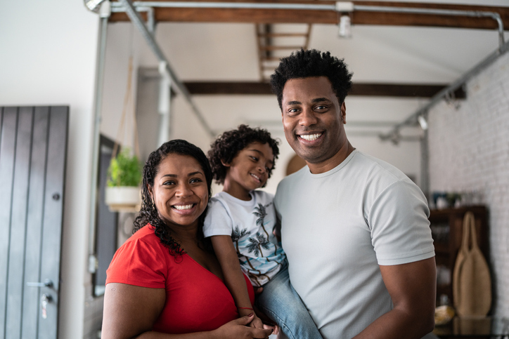 smiling family at home