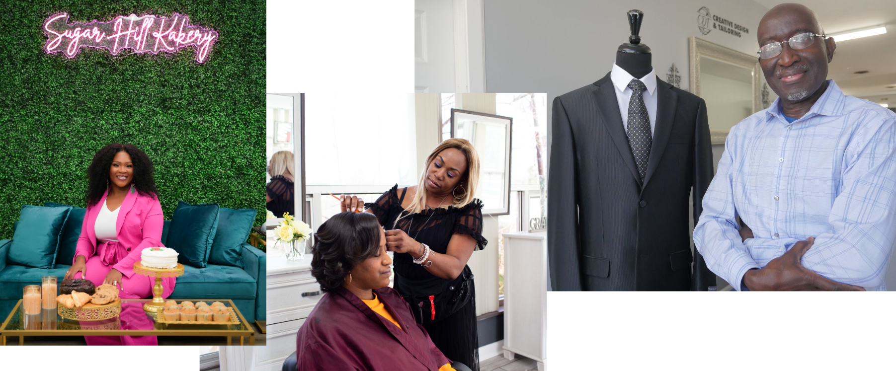 three different images of Black-owned businesses